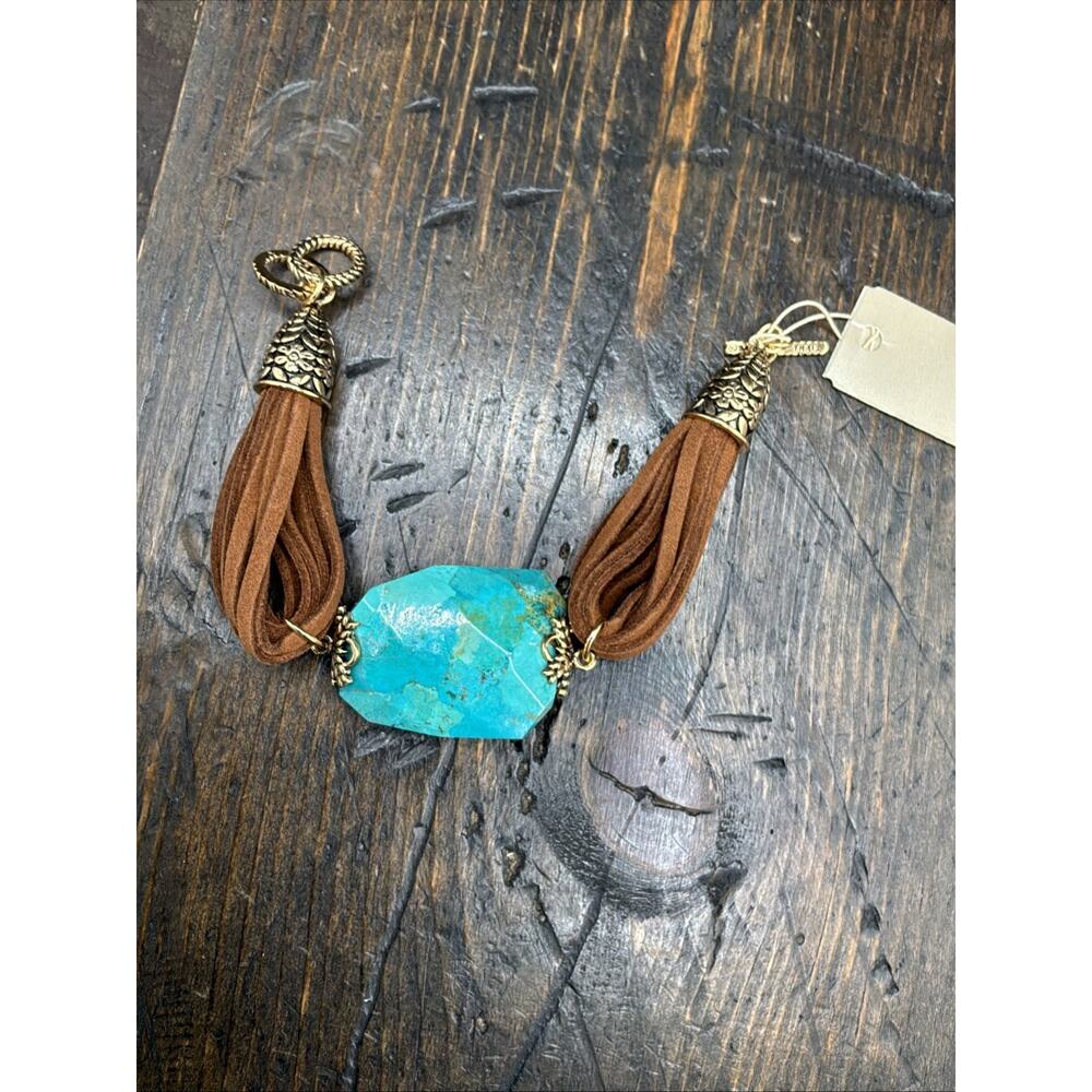 Barse Betwixt Bracelet- Turquoise- Leather-Bronze- NWT - Picture 4 of 8